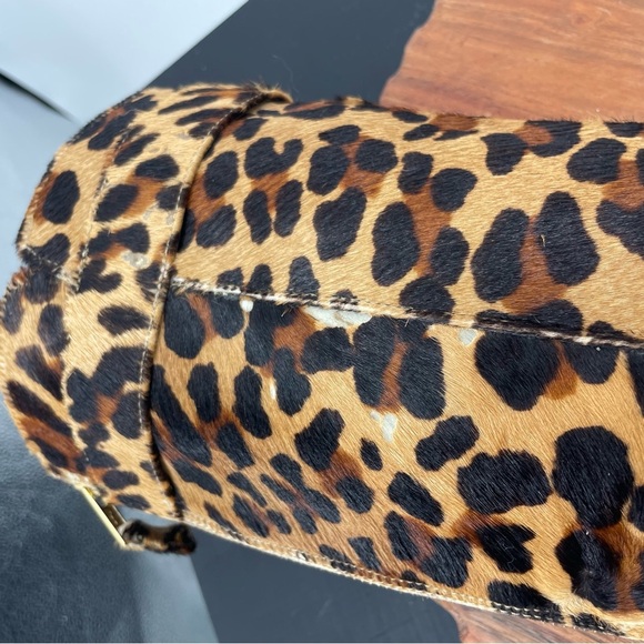 Tory Burch Calf Hair Uma Leopard Knee High Boots WOMENS Sz 8.5 Gold Logo - Picture 9 of 12